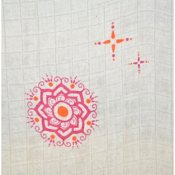 Aden + Anais Mandala Print Baby Swaddle Blanket Orange Pink White Bamboo Gauzy - Picture 2 of 7